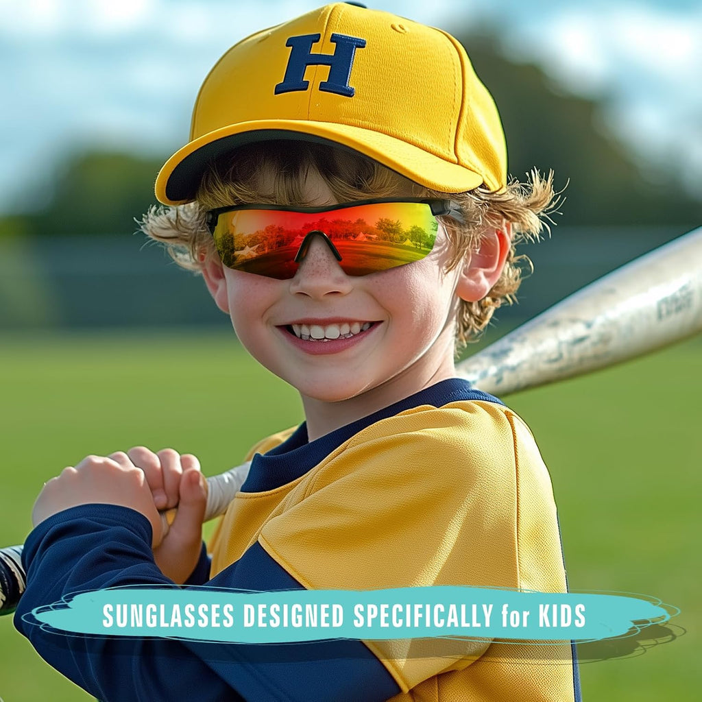 Kids Sunglasses Polarized Baseball Glasses for Boys Girls 3-12 | Gifts for Softball Cycling Running,lightweight UV