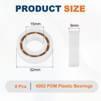 uxcell 8Pcs 6002 POM Plastic Bearings, 15x32x9mm Deep-Groove Ball Bearings