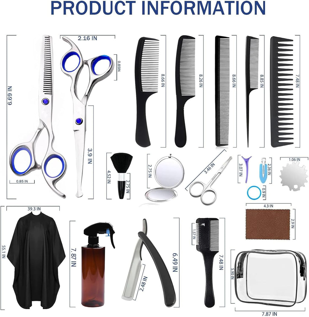 Hair Cutting Scissors Kit,27PCS Professional Stainless-Steel Sharp Barber Professional Hairdressing Shears Set with