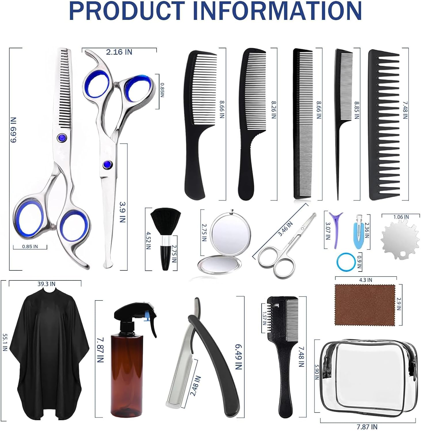Hair Cutting Scissors Kit,27PCS Professional Stainless-Steel Sharp Barber Professional Hairdressing Shears Set with