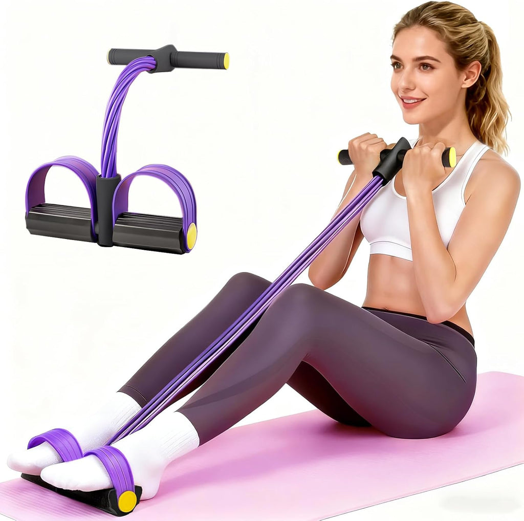 Pedal Resistance Bands with Handles, Upgrade 6-Tubes Elastic Bands for Exercise, Natural Rubber Foot Pedal Resistance