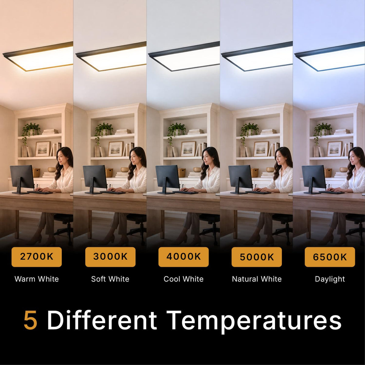 Deco 1x4 Surface Mount LED Panel Dimmable 5CCT Matte Black 1Pk