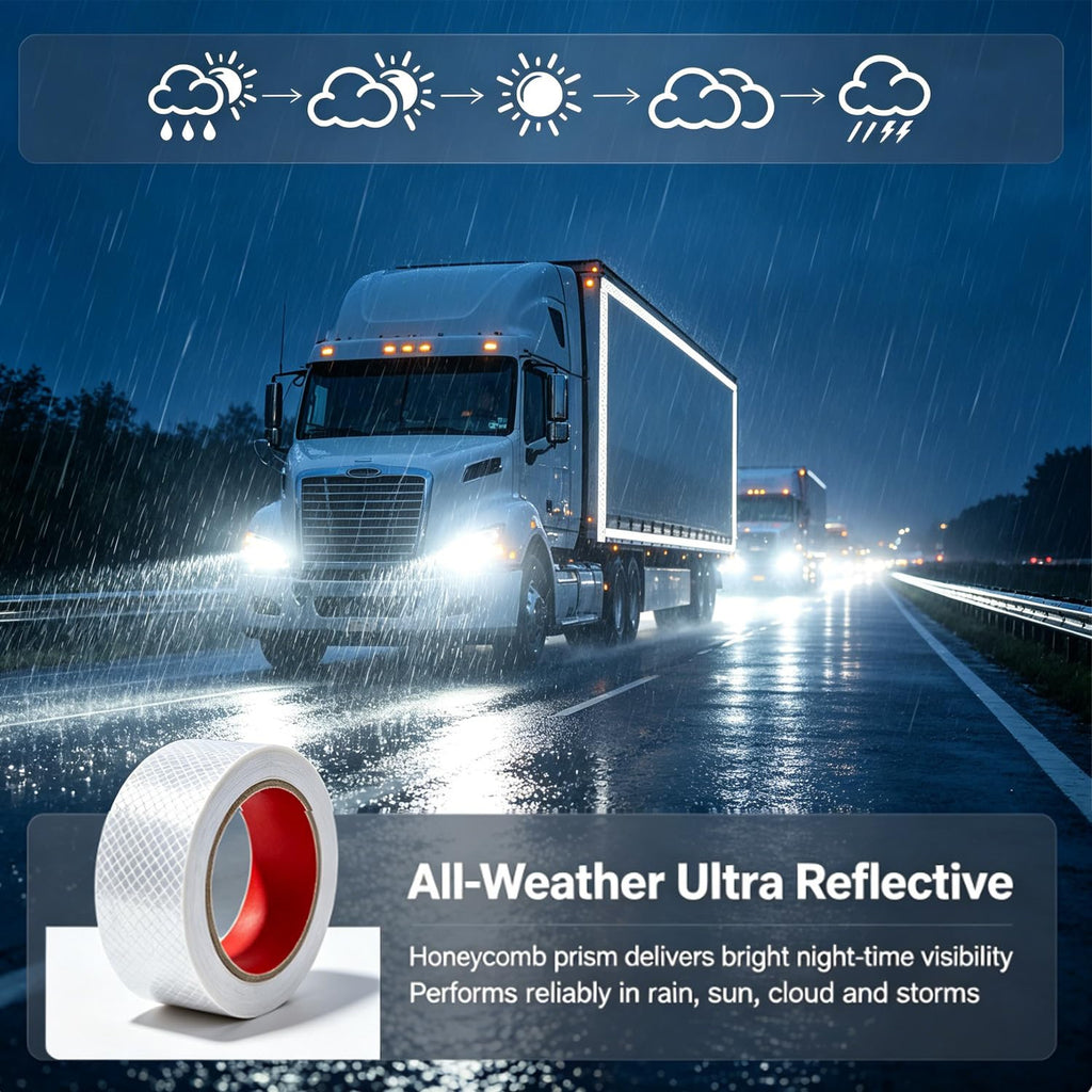 Reflective Tape, 1" x 16.4ft Waterproof Self Adhesive Dot Safety Reflector