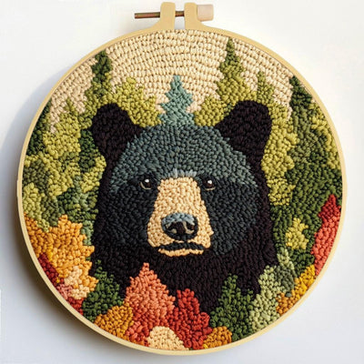 Punch Needle Kits Black Bear 20x20cm