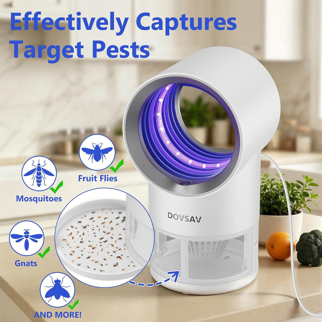 Fruit Fly Traps for Indoors, White Gnat Trap Indoor with Suction & Timer | Uv Light Lures Fruit Flies/Gnats, Timer