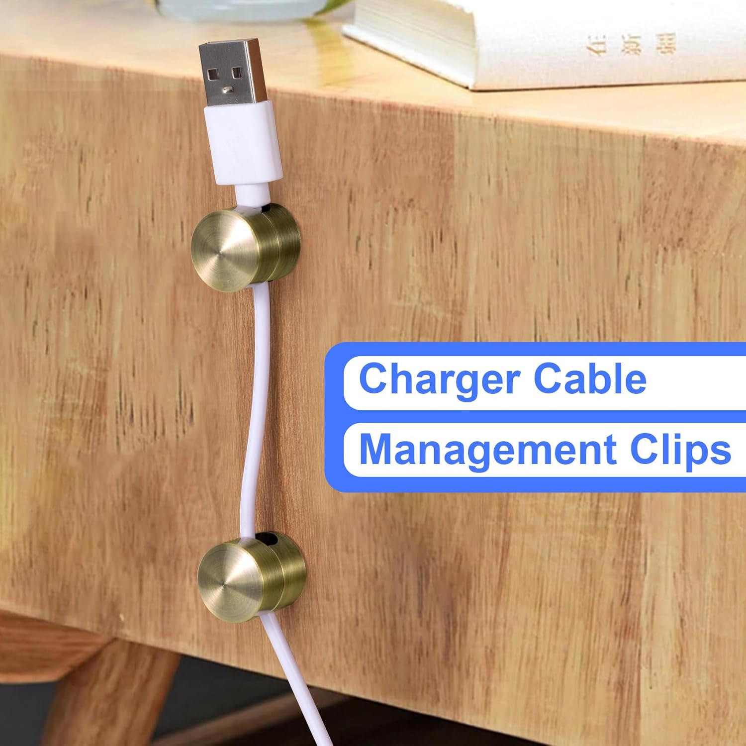 3 Sets Charger Holders for Cords, Antique Copper Color Adjustable Cable Anchor Holders, Adhesive Metal Cord Clips
