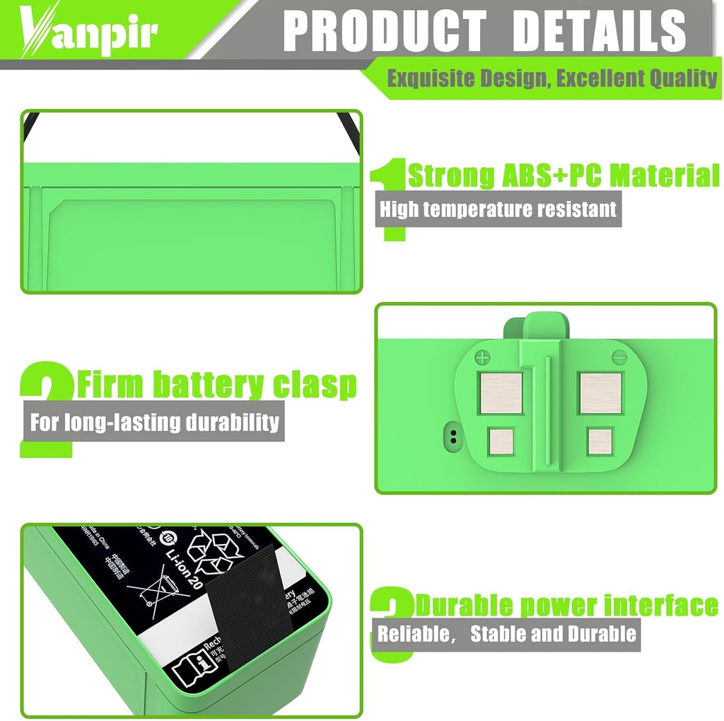 Replacement Battery for iRobot Roomba 500 600 700 800 900 Series 4376392 5200mAh 74.88Wh Upgrade battery Compatible with Roomba 960 981 970 965 801 805 850 860 890 891 895 695 690 685 680 670 1800LI