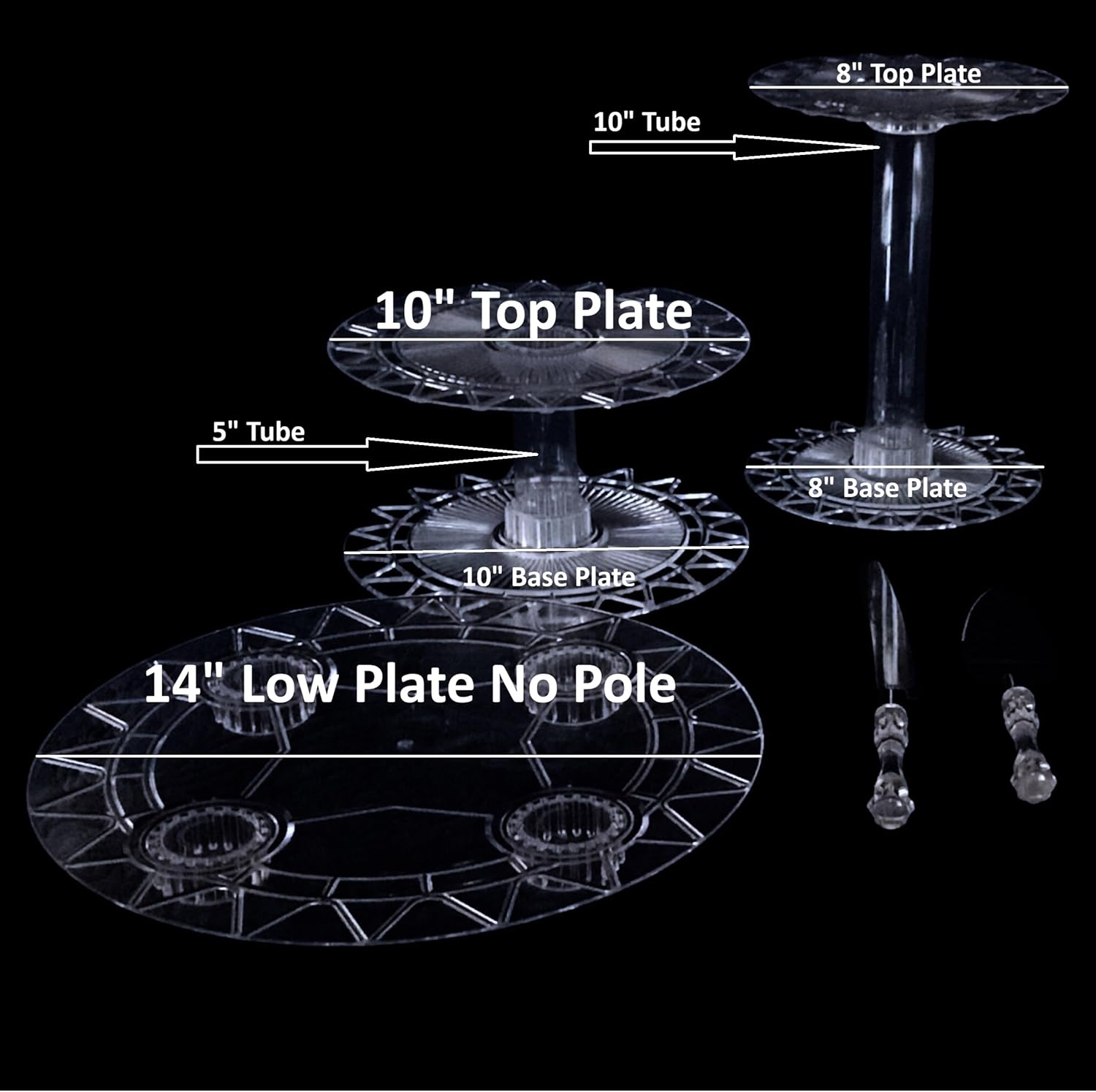 3 Tier Acrylic Wedding Cake Stand Set, Multi-Tier Cake Cupcake Holder, Topper Dessert Table Display Set, Tiered Tray