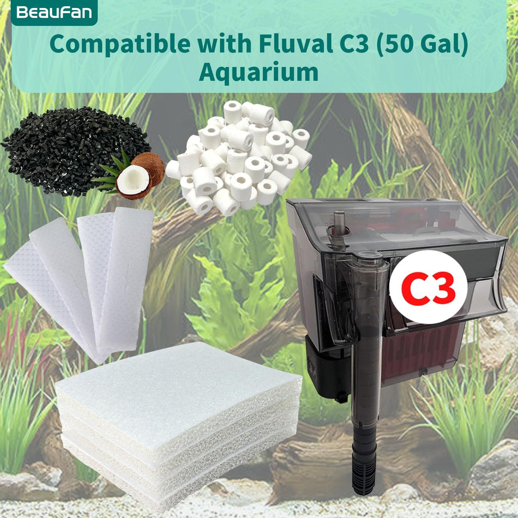 Filter Media Kits Compatible with Fluval C3 (50 Gal) Aquarium Power Filter