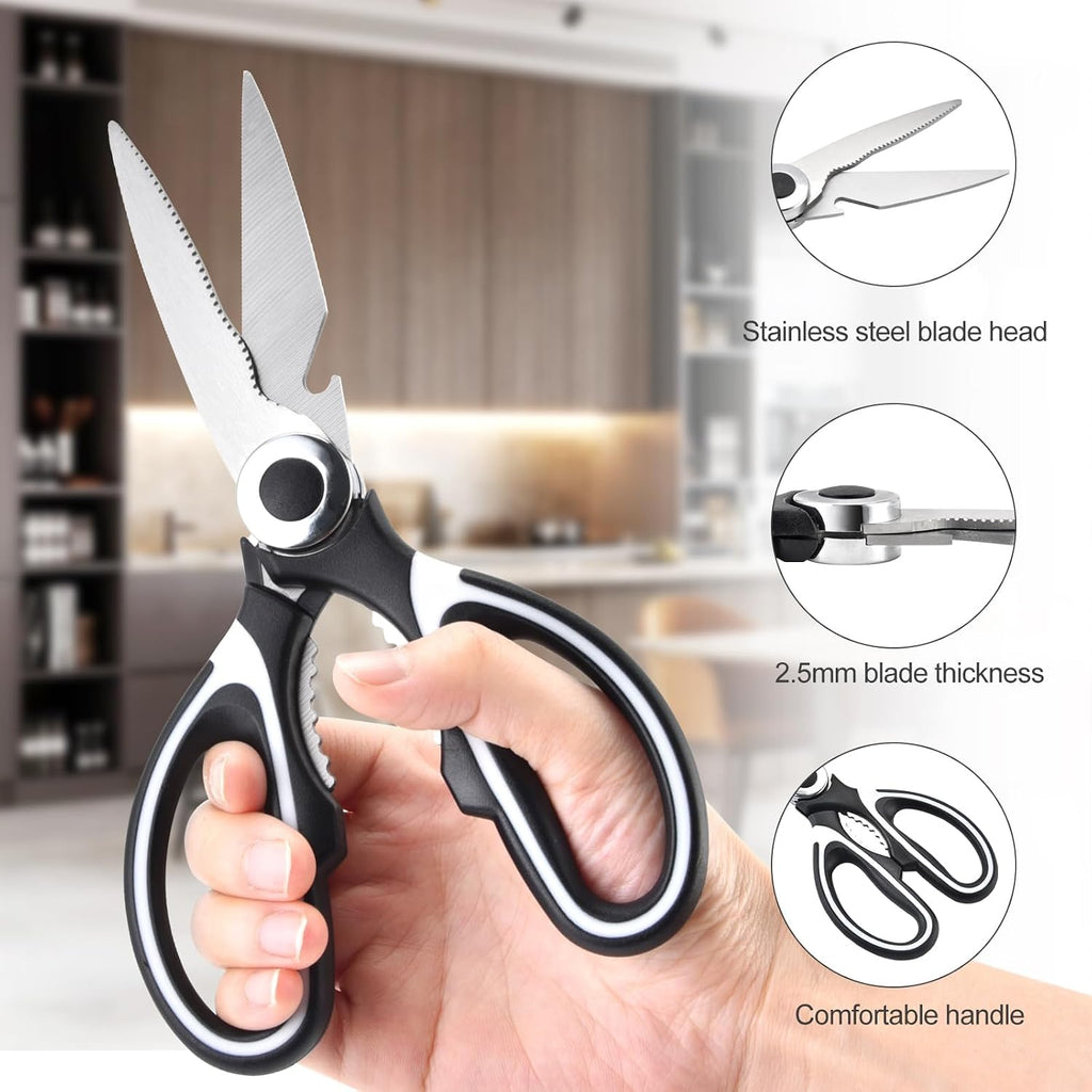 3 Pack Kitchen Scissors & Seafood Scissors Set, Sharp Kitchen Shears | All Purpose Stainless Steel Heavy Duty for