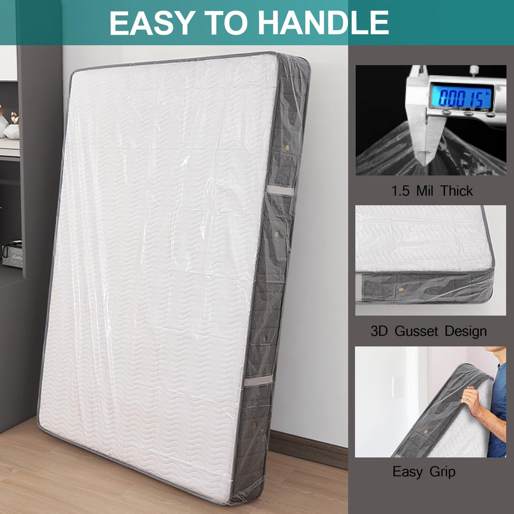 Mattress Bag for Moving Storage - Plastic Mattress Protector Cover, Twin and Full Size (1Pack, Twin/Full)