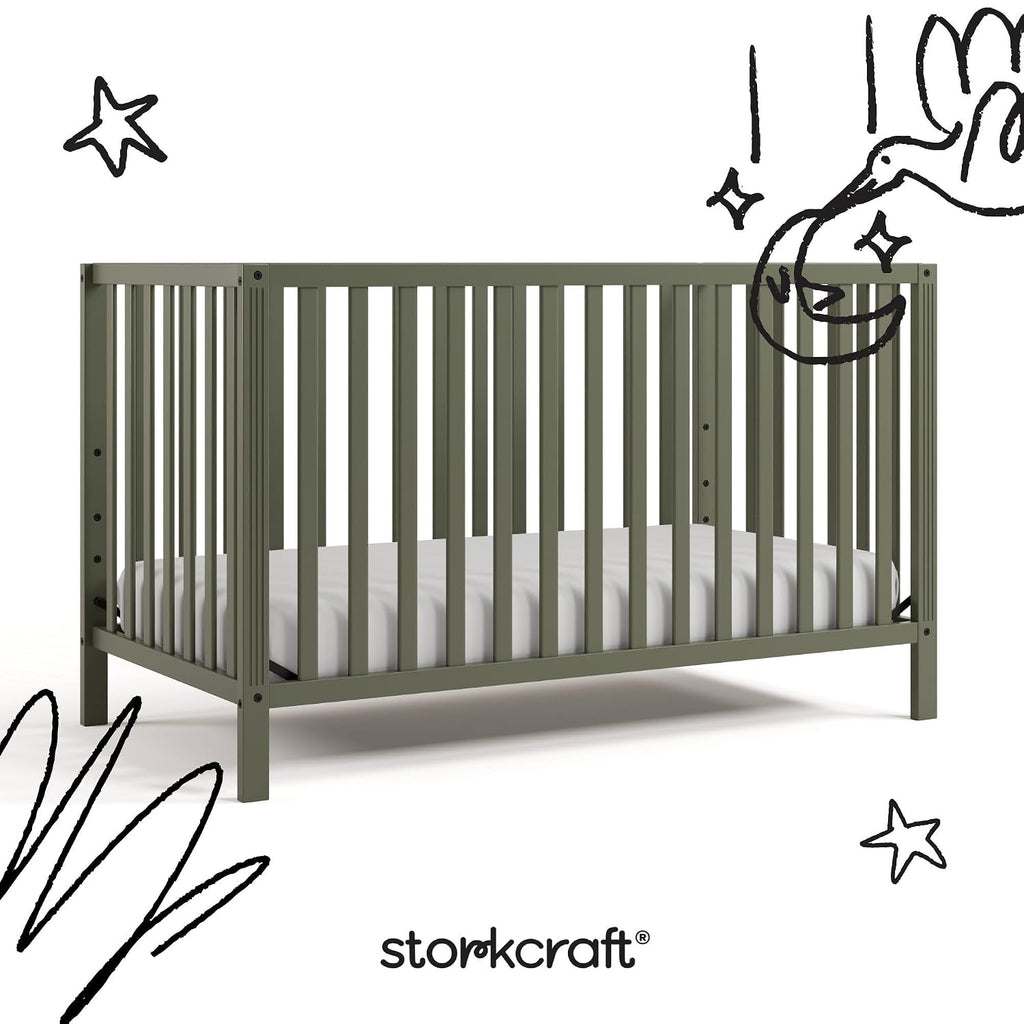Morningside 5-in-1 Convertible Crib – GREENGUARD Gold Certified, Fits Standard Crib Mattress, Converts to Toddler