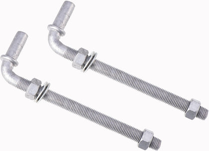 J-Bolt Post Hinge with 5/8" Hinge Pin Galvanized Post Gate Hinge for Chain Link Fence, Washers & Nuts Included (8" (2