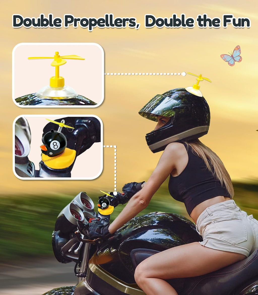 Rubber Duck Bike Decorations [New Stable Clamp Mount] Cute Squeak Duck Bike Bell [Two Helmet Propeller] Funny Bike
