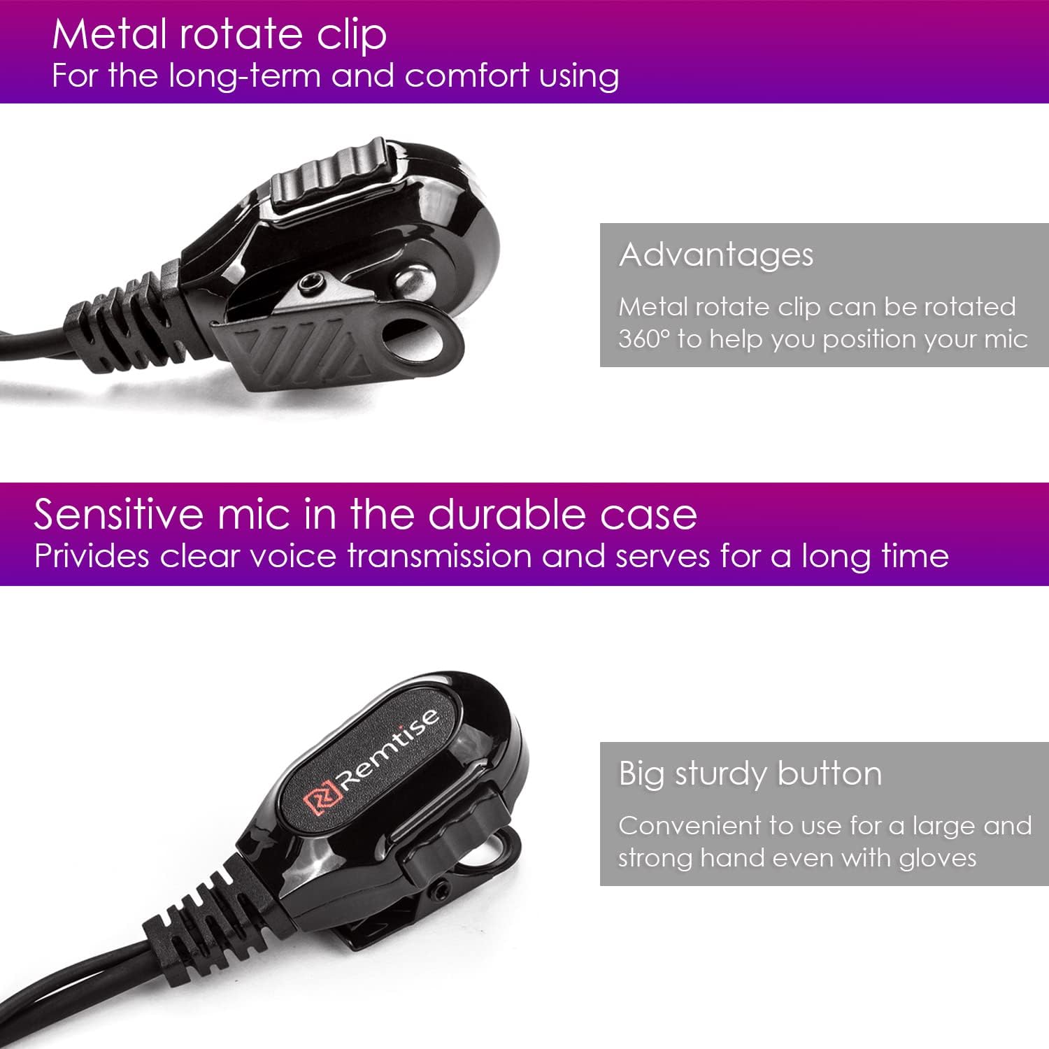 Covert Acoustic Tube Earpiece with Mic for Baofeng UV-5R Walkie Talkies, Surveillance Headset and PTT Compatible with
