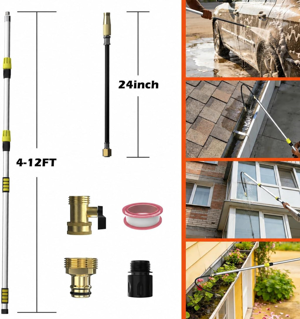 18FT Reach Gutter Cleaning Tool, Gutter Wand with Hose Attachment