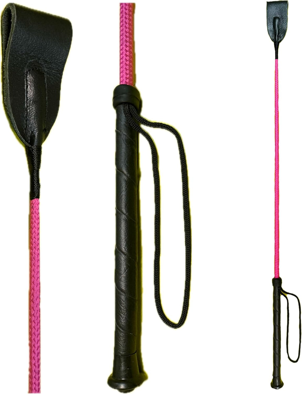 Riding Crop for Horse Fiberglass Shaft with Leather Double Slapper