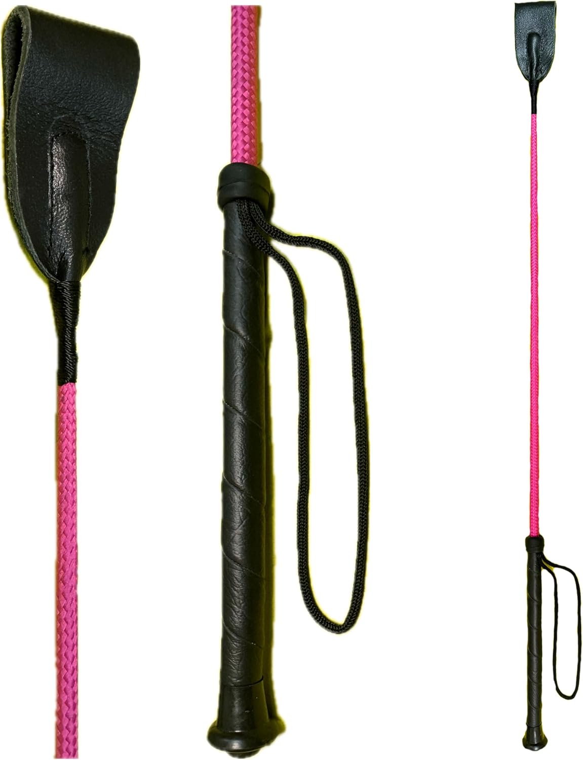 Riding Crop for Horse Fiberglass Shaft with Leather Double Slapper
