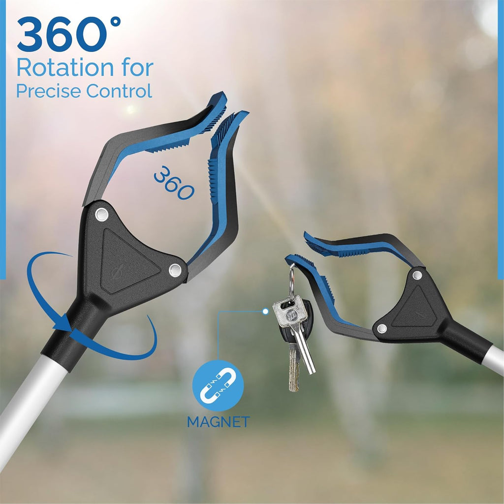 2024 Upgrade PowerGrip T9, Grabber Reacher Tool, Wide Jaw, Foldable, Steel Cable, with 96 Grip Points for Firm Grip