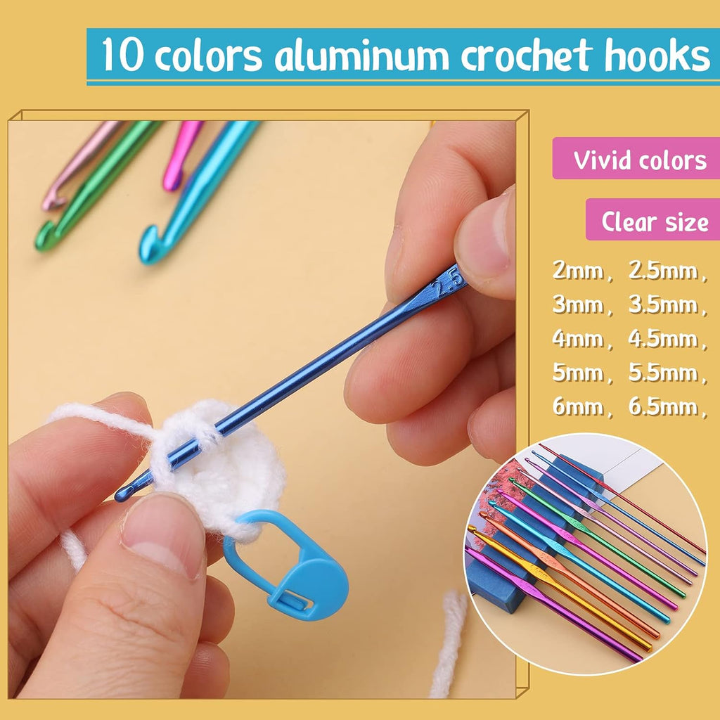 110 Pcs Crochet Hooks Set, Crochet Needles Set, Crochet Hooks Kit with Storage Case, Ergonomic Knitting Needles