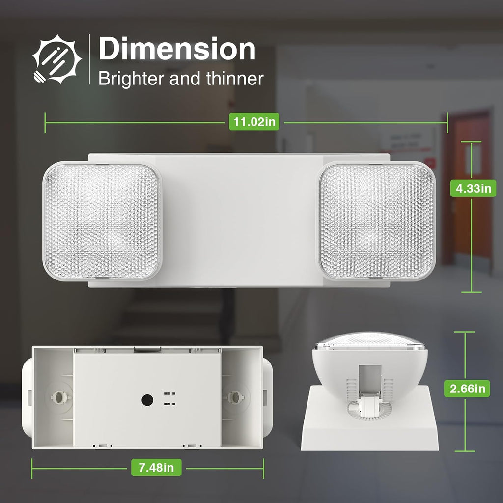 FREELICHT 4 Pack Emergency Lights for Business, Square Heads, 90min Battery