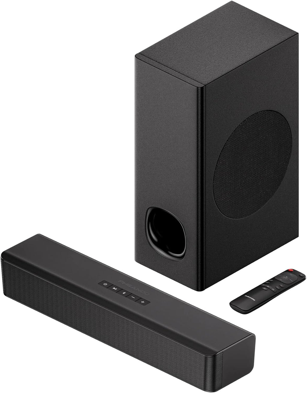 2.1 Compact Sound Bars for TV with Subwoofer, HDMI ARC/Bluetooth 5.0/Optical/AUX/RCA Connection, Remote Control