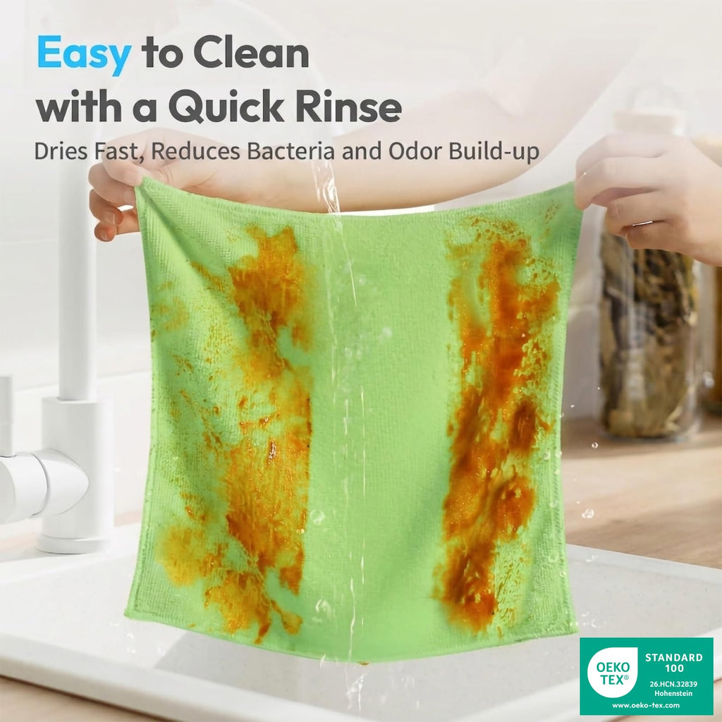 Microfiber Cleaning Cloth 12 Pack, 12 x 12 Inch,Green