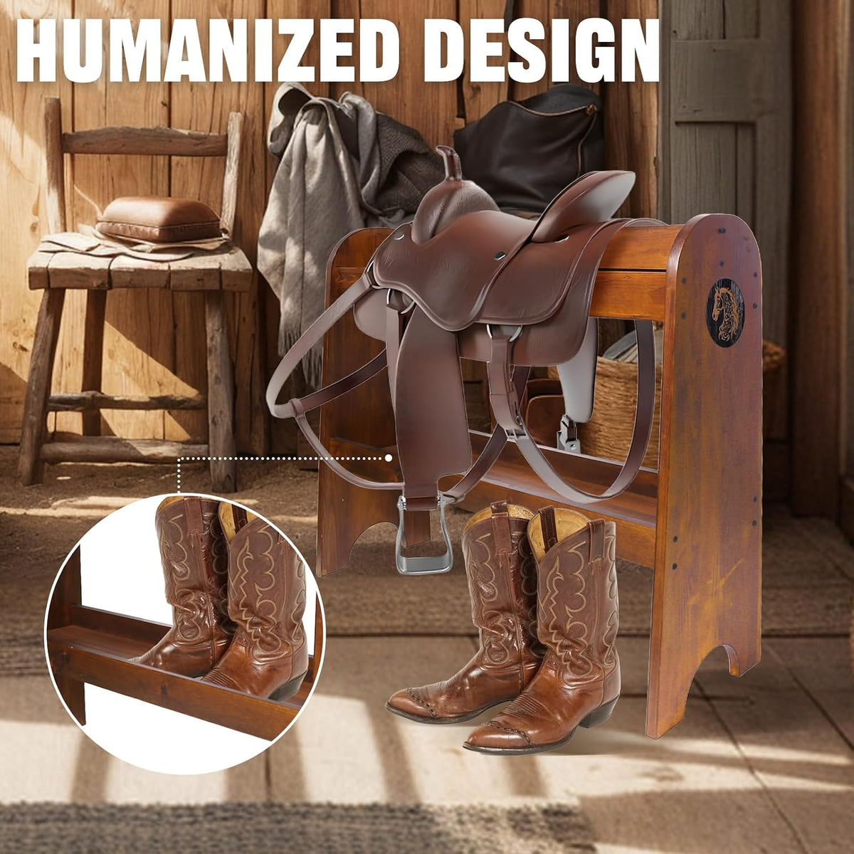 Solid Wood Saddle Rack, Heavy Duty Horse Saddle Stand