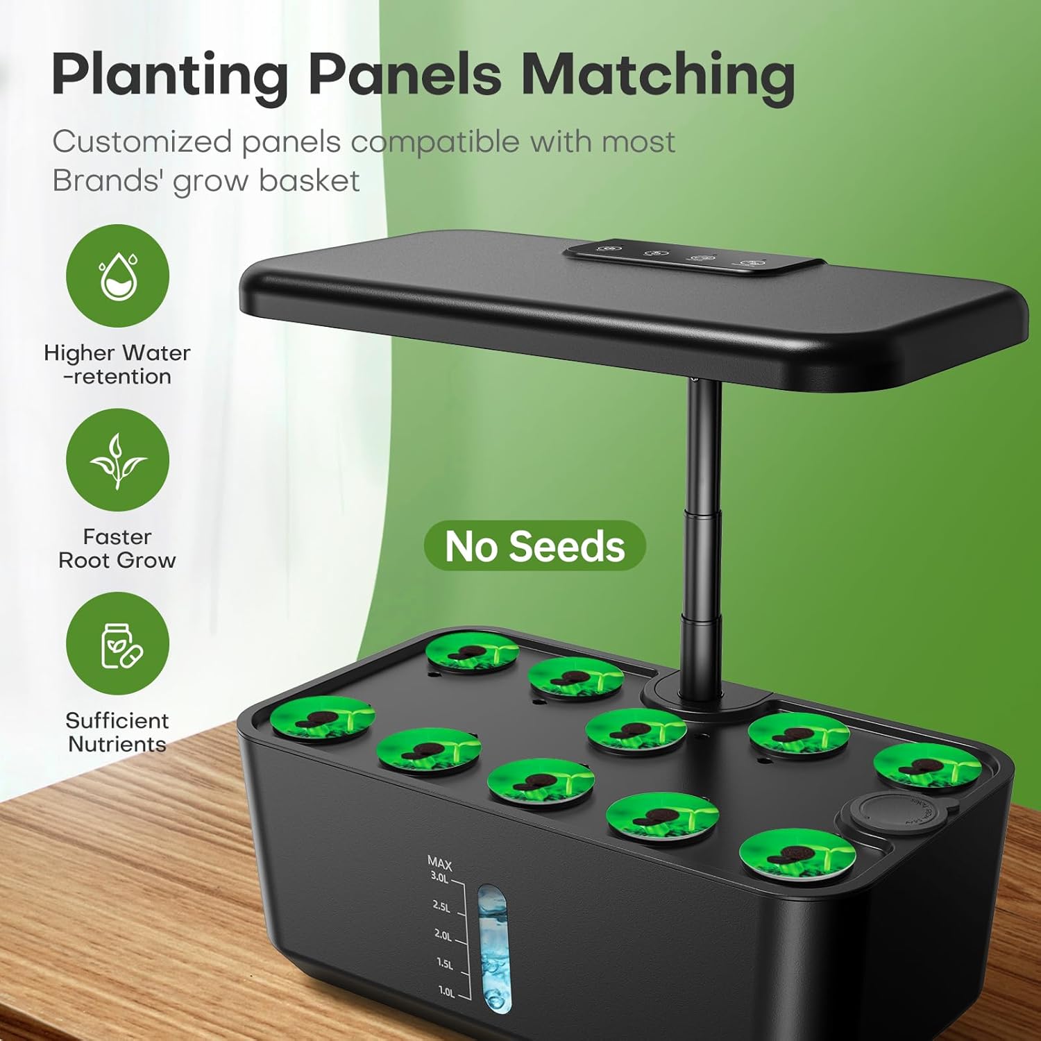 Indoor Garden Hydroponics Growing System: 10 Pods Plant Germination Kit Herb Vegetable Growth Lamp Countertop with