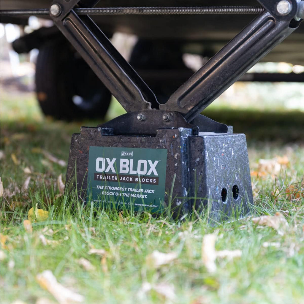 OX BLOX Heavy Duty Trailer Jack Block - 10,000 lb Capacity - Made in USA | RV Leveling Blocks & Stabilizer Pads; 100%