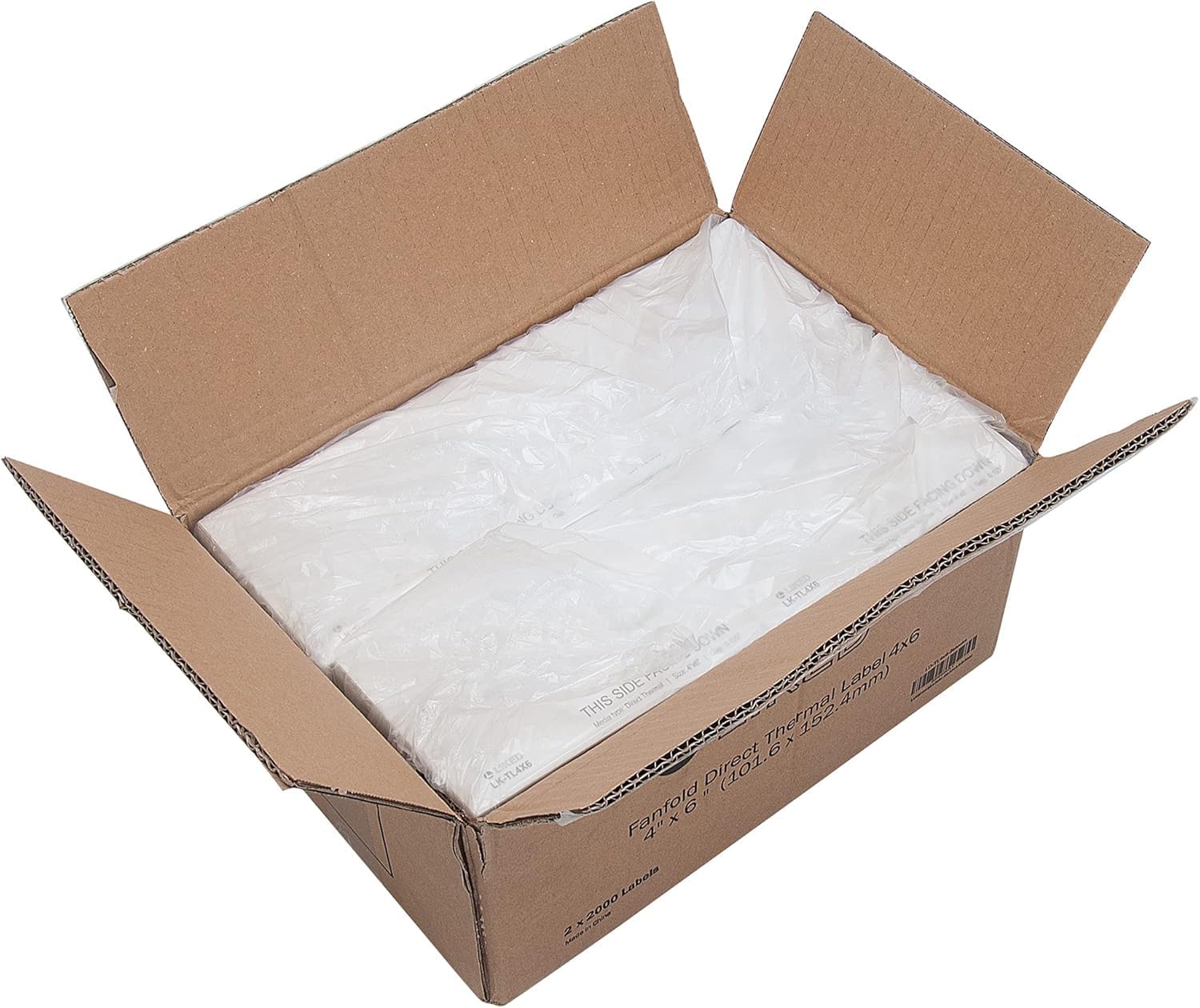 4x6 Thermal Shipping Labels, 6000 Fanfold Thermal Printer Labels | 2stacks, 3000 Labels/Stack, Perforated, BPA Free