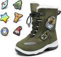 Boys Toddler Snow Boots Interchangeable Accessories Slip Resistant Faux Fur Lined Mid Calf Little Kids Winter Shoes