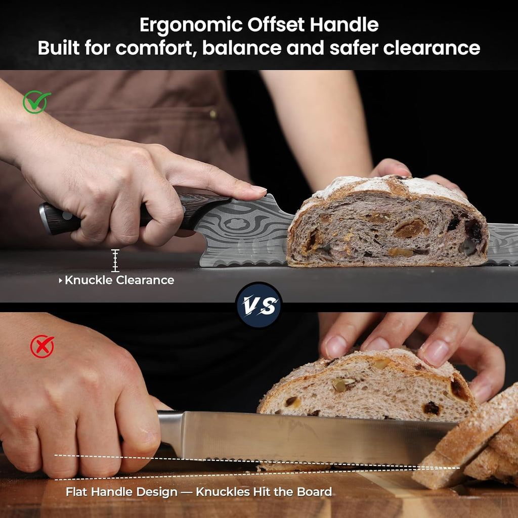 2026 New Upgraded Offset Bread Knife for Homemade Bread, 10.5 Inch