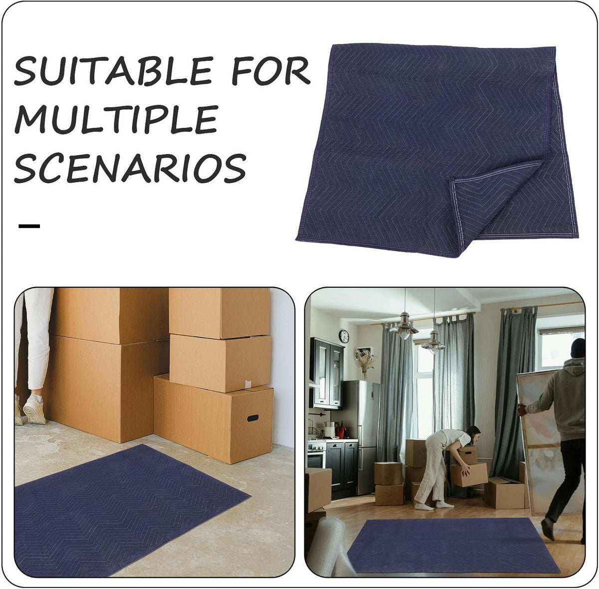 Blue Non Woven Moving Blanket, Nonslip Impact Cushion Furniture Protector