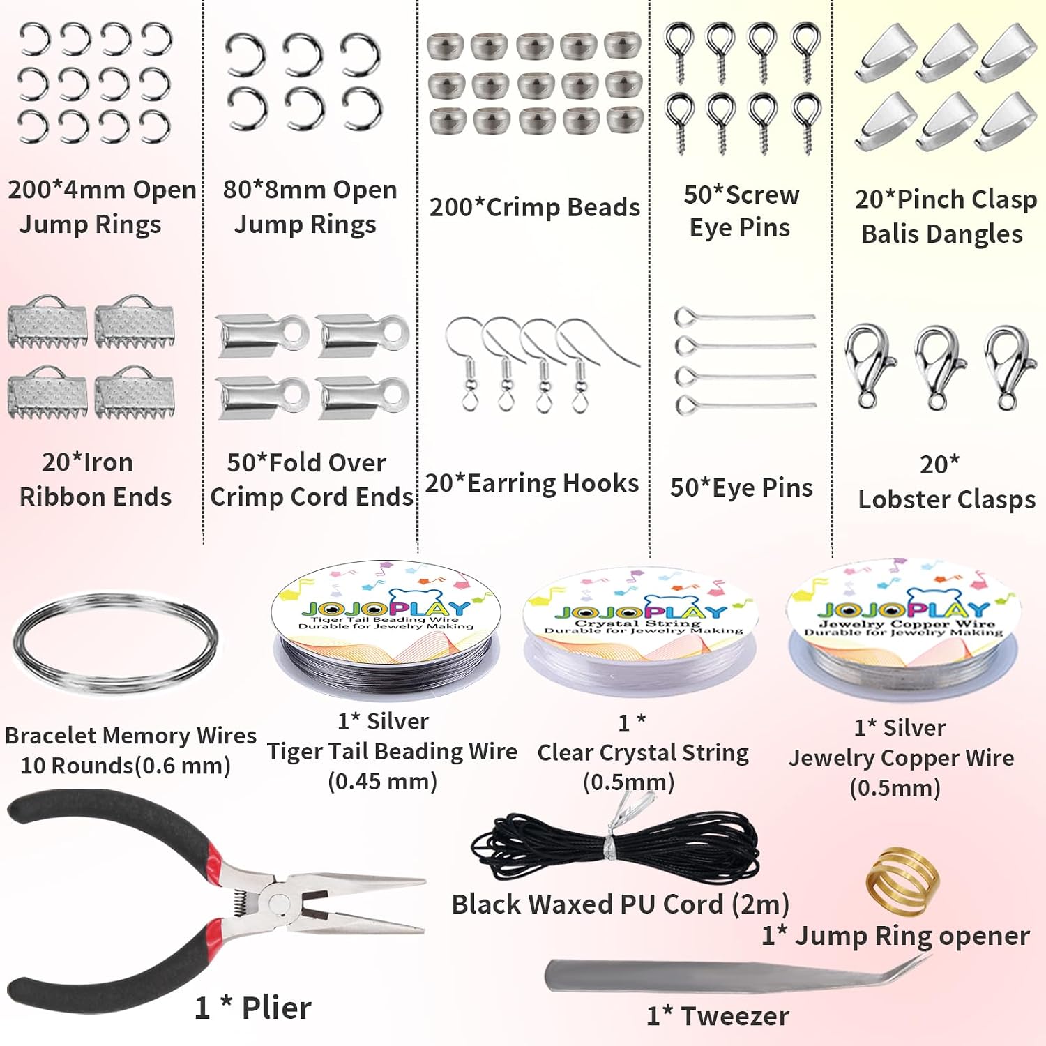 Jewelry Repair Kit with Pliers Open Jump Ring Tools, Beading String for Repair