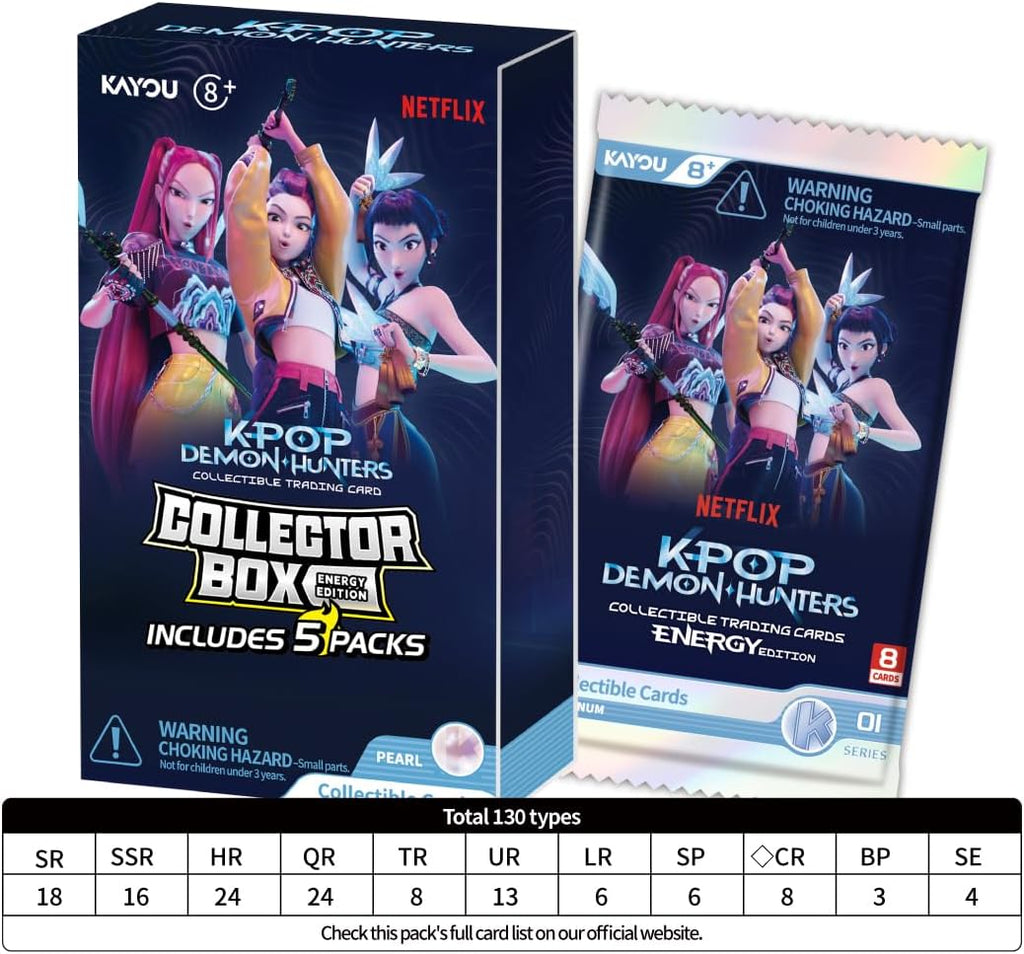 Kpop Demon Hunters Collectible Trading Cards, Energy Edition, Seris 1, Collector Box, 5 Packs | Collector Box