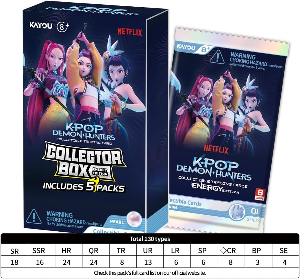 Kpop Demon Hunters Collectible Trading Cards, Energy Edition, Seris 1, Collector Box, 5 Packs | Collector Box