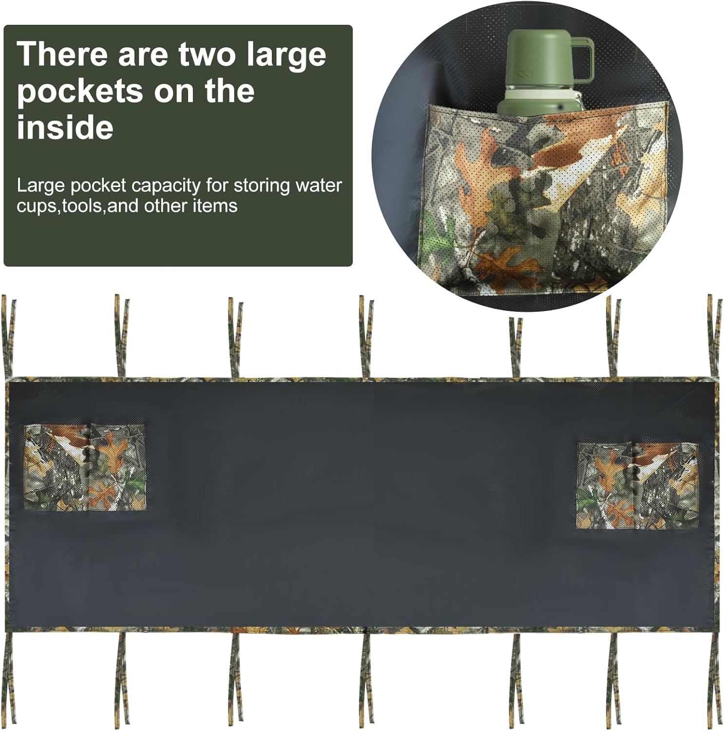 See Through Hunting Tree Stand Blind Kit, 102"/142" x 35" Visible 2 Man Ladder Stand Blinds Treestand Camo Blind