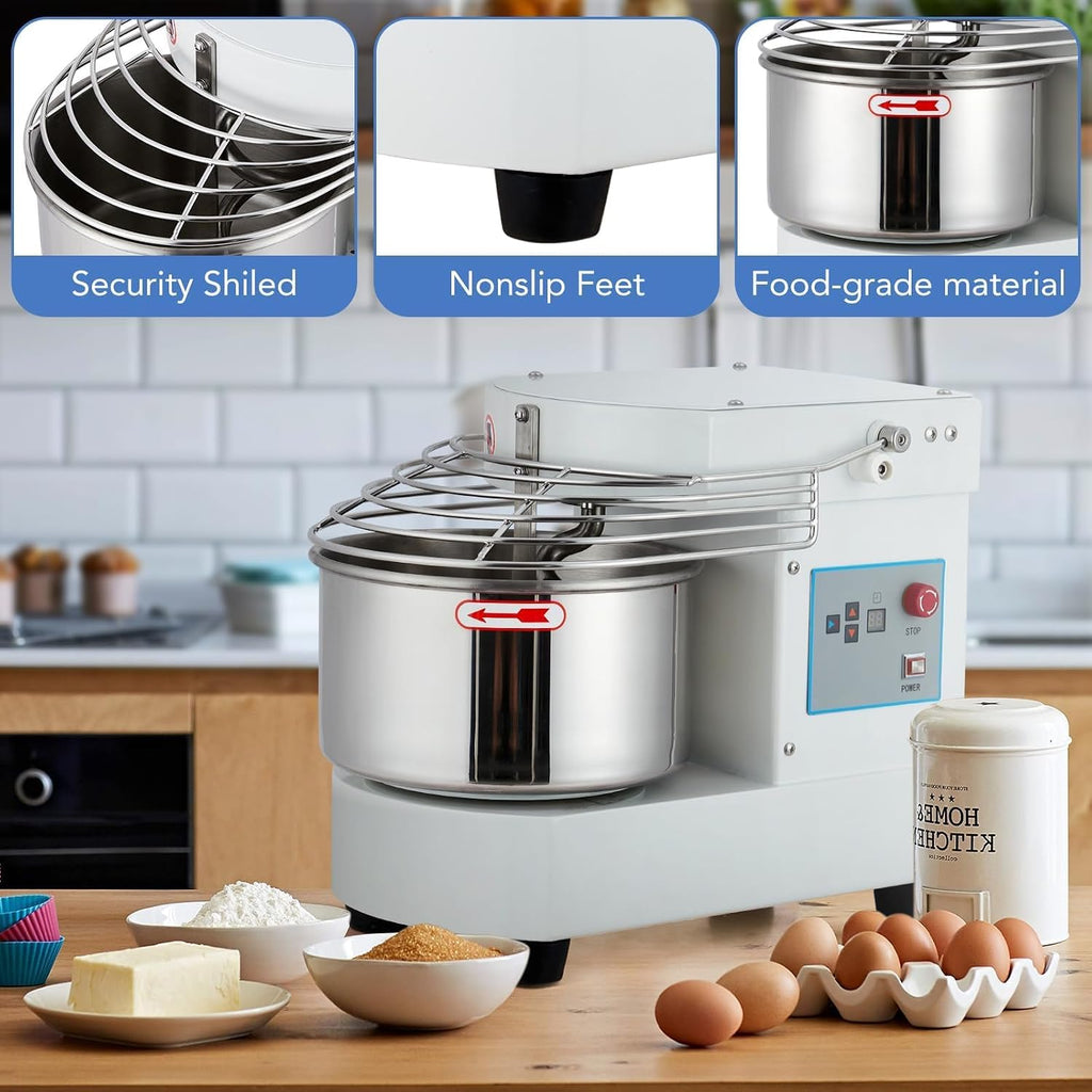 10.5 Qt Commercial Stand Mixer, 650W Touch Screen Control with Timer & Safety Shield, Dual Rotating Dough Machine