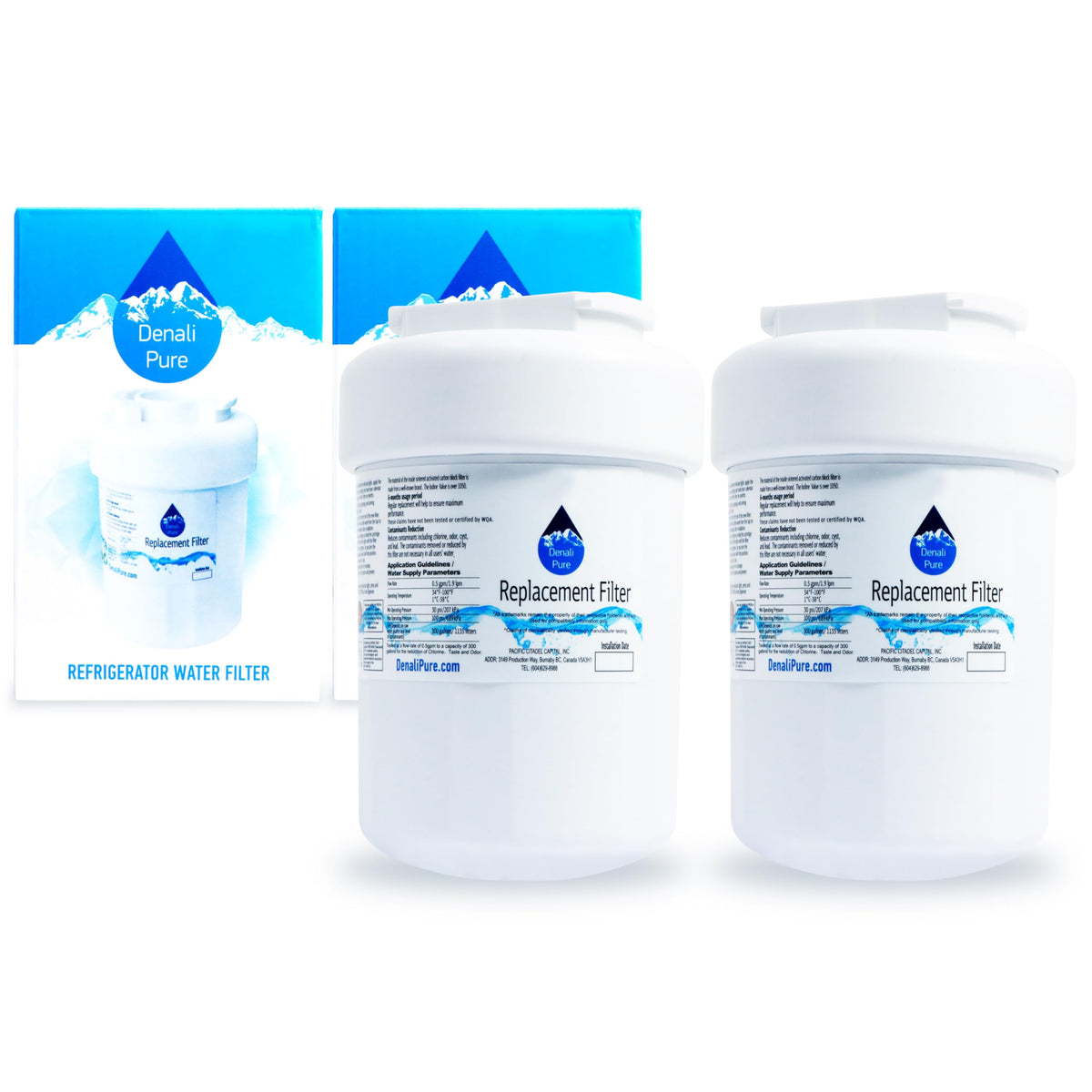 2-Pack Replacement for General Electric PSS26MSTDSS Refrigerator Water Filter - Compatible with General Electric MWF, MWFP Fridge Water Filter Cartridge