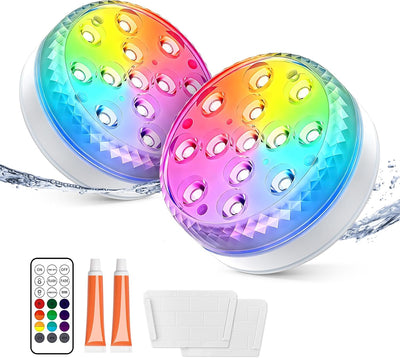 Submersible LED Lights with Remote, 13 LED Pool Lights for Inground Above Ground Pool, IP68 Waterproof 16 Color