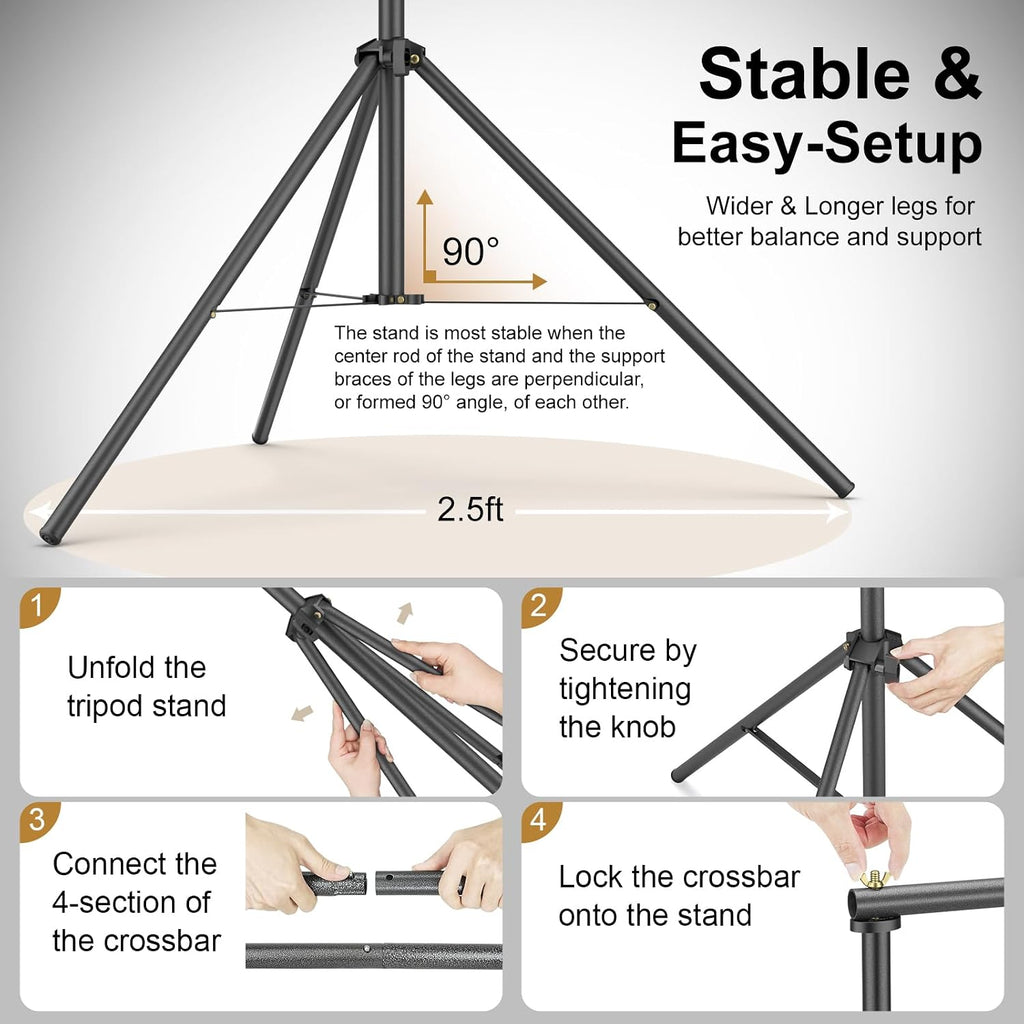 Lincostore Backdrop Support Stand Kit 10x7.1ft Adjustable Photography Studio Photo Background Support System with