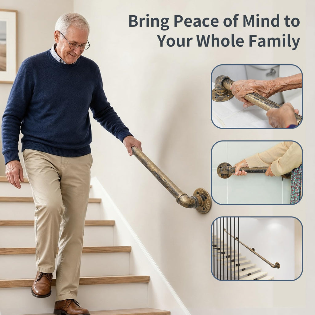 Wall Handrail 5FT,Industrial Staircase Railing 1.25 Inch Tube Diameter