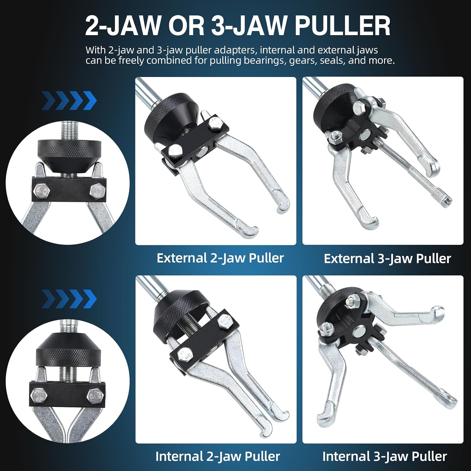 9 Way Slide Hammer Puller Axle Front Rear Wheel Bearing Dent Hub Gear Puller Remover Set