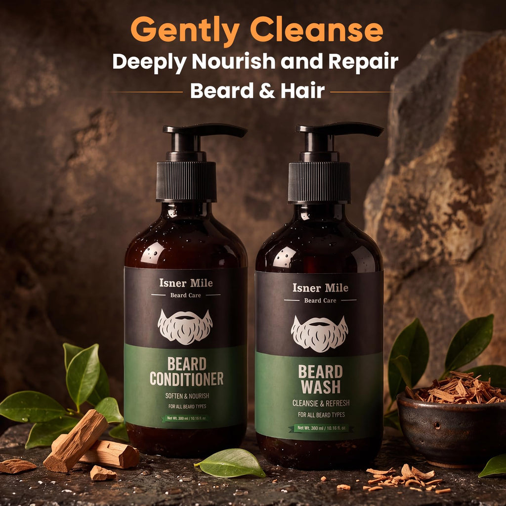 10 Oz(2 Pk) Beard Wash/Shampoo & Conditioner Set for Men, Ocean