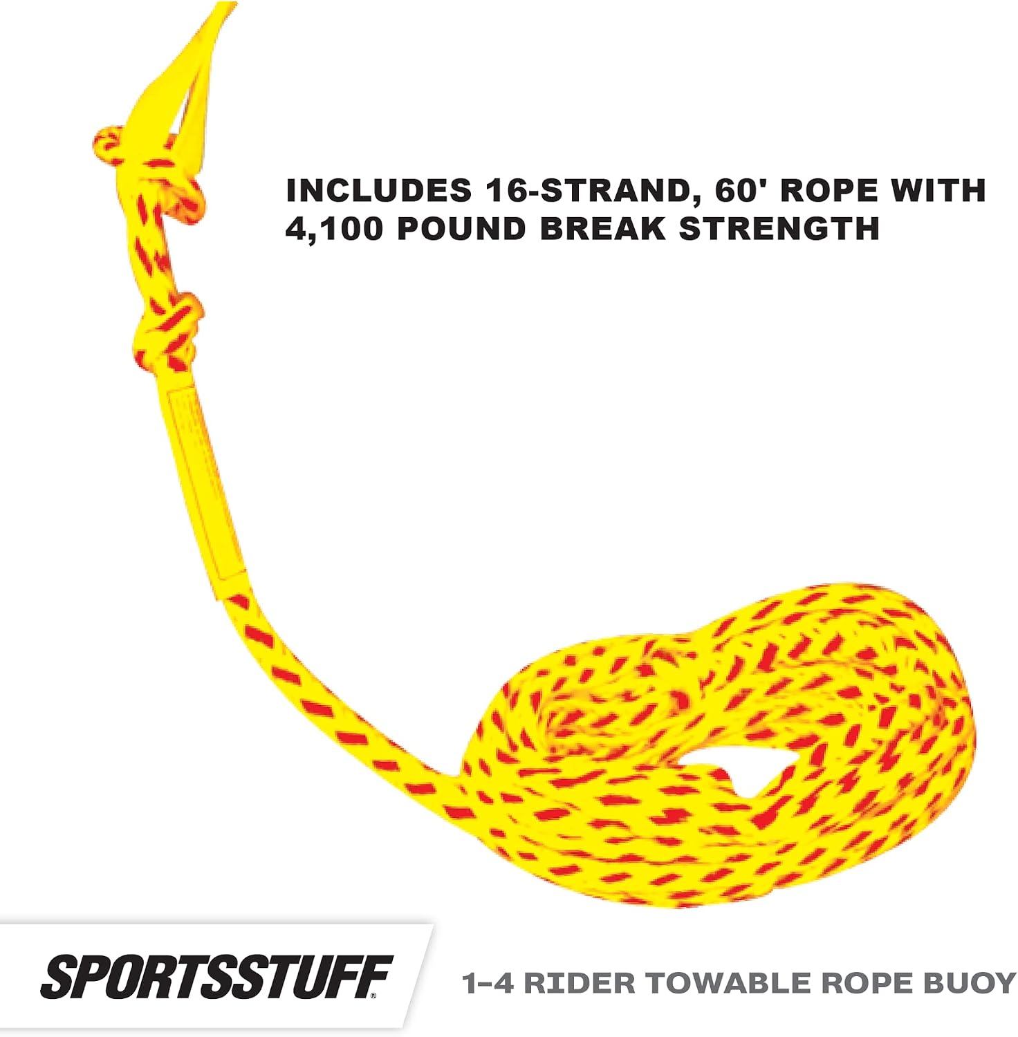Booster Towable Tube Ball Towable Rope for Lift and Visibility, 60 ft Rope with 4,100 lb Break Strength