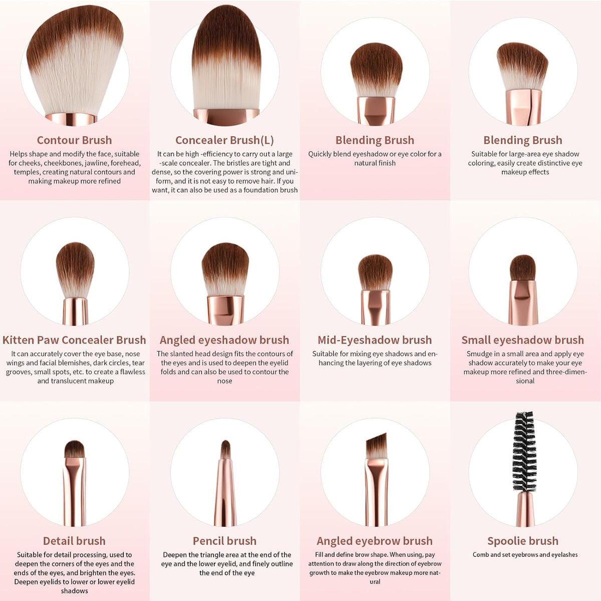 6 Piece Dual-Sided Eyeshadow Brushes - 12 Functions in 1 Set
