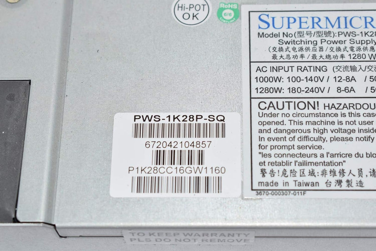 Supermicro Power Supply PWS-1K28P-SQ 1280W with PMBus Retail