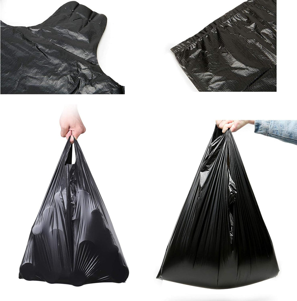 100 pcs Black Trash Bags with Handles - 14x22 Super Thick 1.8mil Plastic Rubbish Bags for Office, Picnic, Kitchen