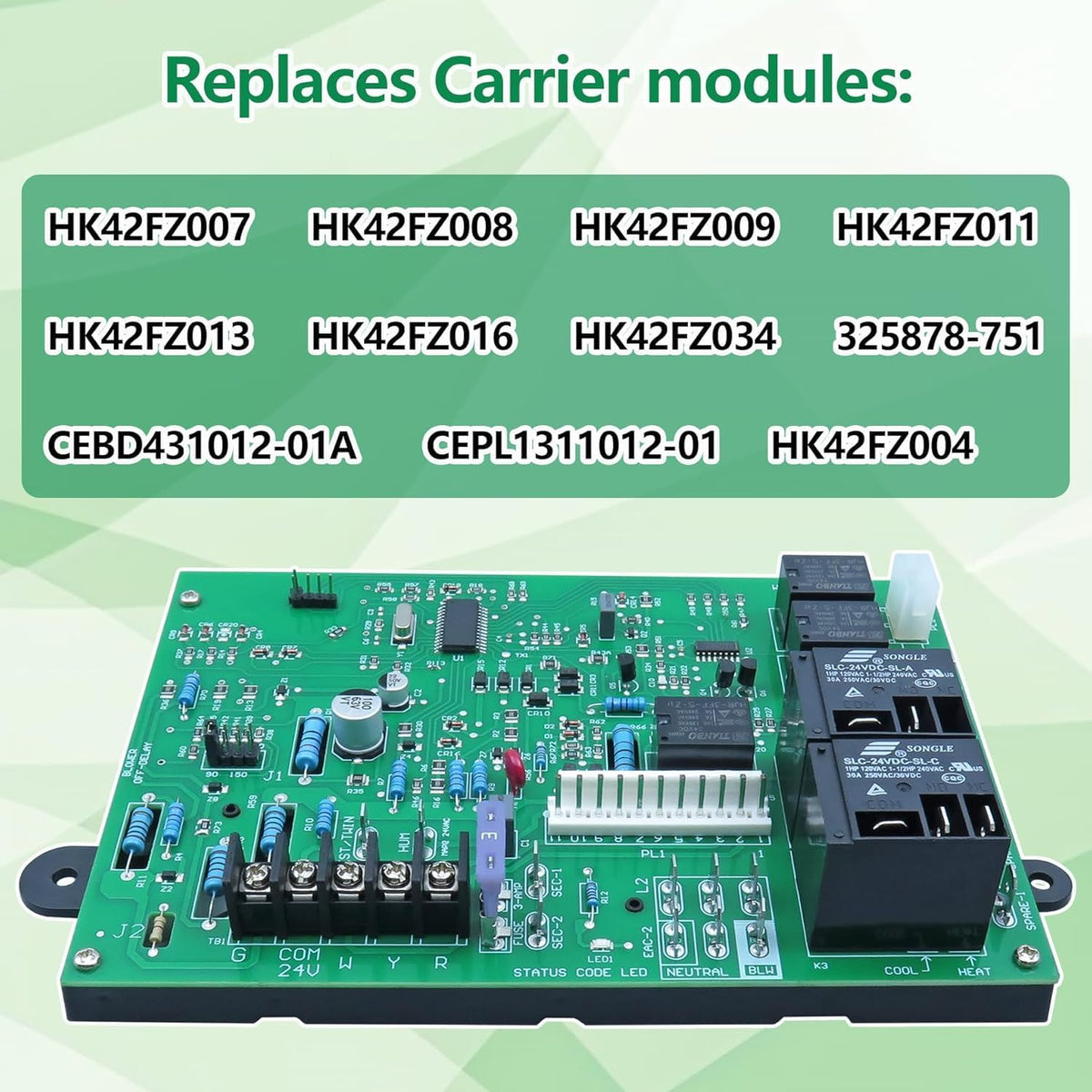 Replacement for Carrier ICM282A Furnace Control Board HK42FZ009 HK42FZ034